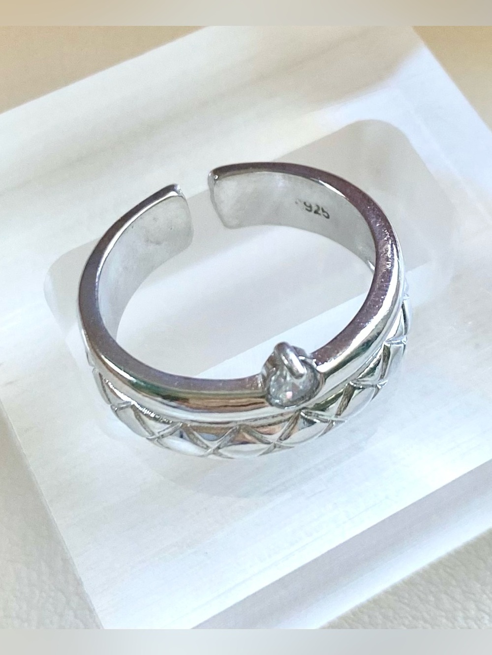 Silver Stackable Ring - White - Picture 4 of 4